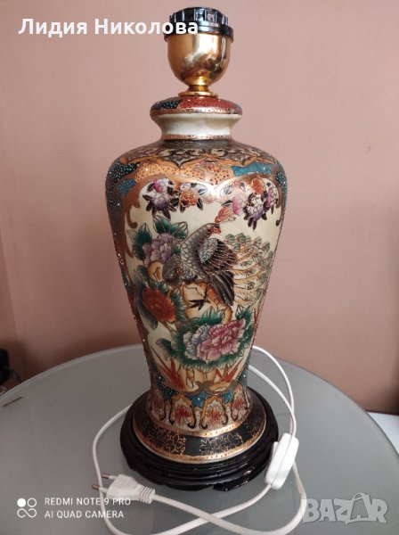 Порцеланова китайска лампа, ръчно рисувана, снимка 1