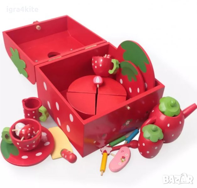 Дървен ягодов кейк с торта - десерт пикник за Рожден ден, снимка 1