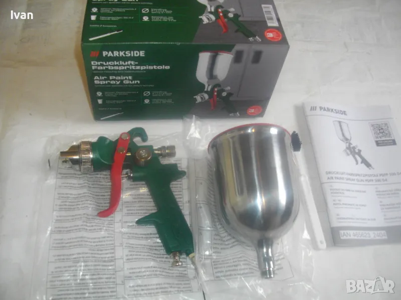 НОВ ПНЕВМАТИЧЕН БОЯДЖИЙСКИ ПИСТОЛЕТ С ДЮЗА 1,4мм ПЪЛЕН КОМПЛЕКТ PARKSIDE, снимка 1
