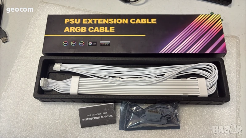 ARGB PSU-VGA кабел PCI-Ex 5.0 600W ATX 3.0 (90 градусов), снимка 1