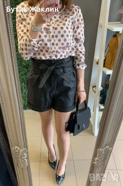 Кожени къси панталонки и риза, снимка 1
