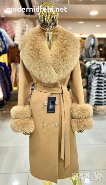 Дамско луксозно палто кашмир вълна и лисица код 319, снимка 1