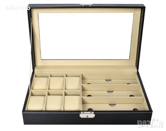 Органайзер за часовници и очила, черен, кутия за бижута, снимка 1