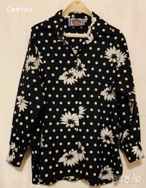 Риза и Блуза Дамски, вискозна коприна, р-р M-L, ГО до 120 см, права кройка.Без следи, снимка 1