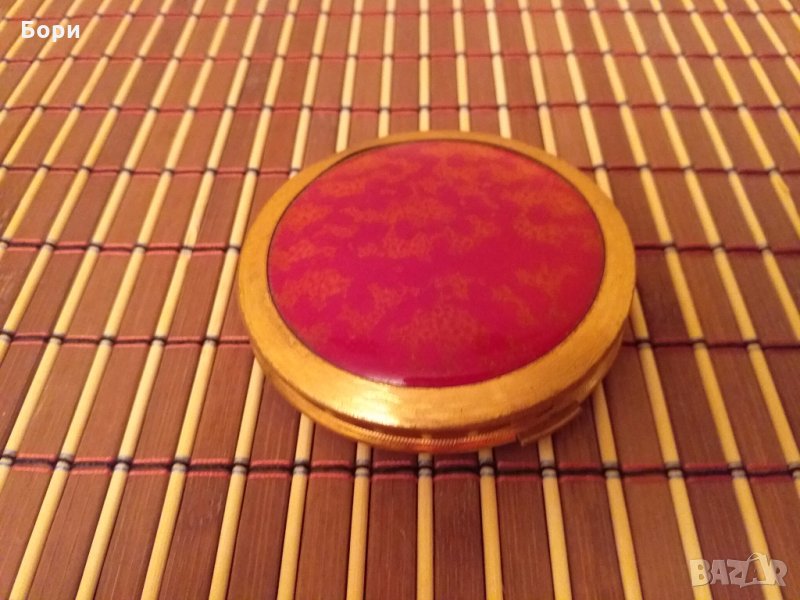 Стара метална пудриера с огледало, снимка 1