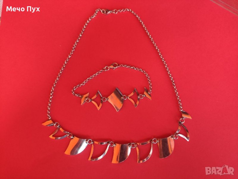 Сребърен комплект - синджир и гривна (1), снимка 1