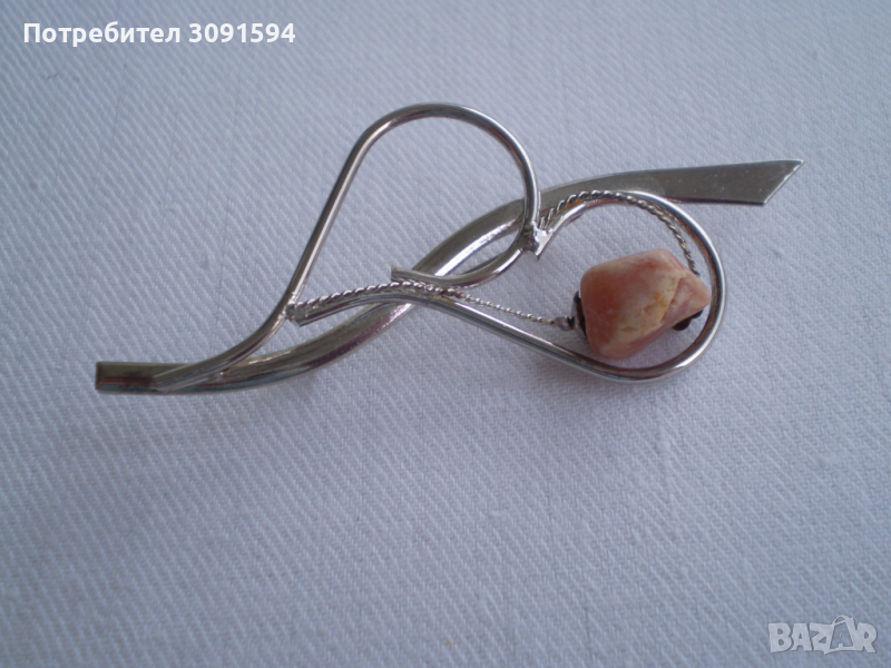 Ръчно изработена брошка с кехлибар, снимка 1