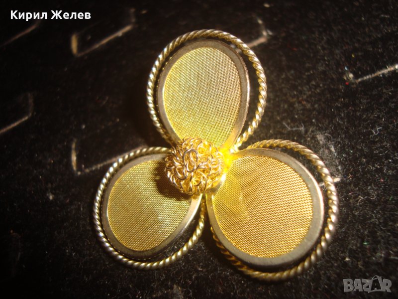 ПОЗЛАТЕНА БРОШКА ЦВЕТЕ ВИНТИДЖ СТИЛ 6642, снимка 1