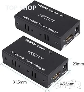 MISOTT HDMI удължител, 60 метра HDMI предавател и приемник през единичен RJ45, снимка 1