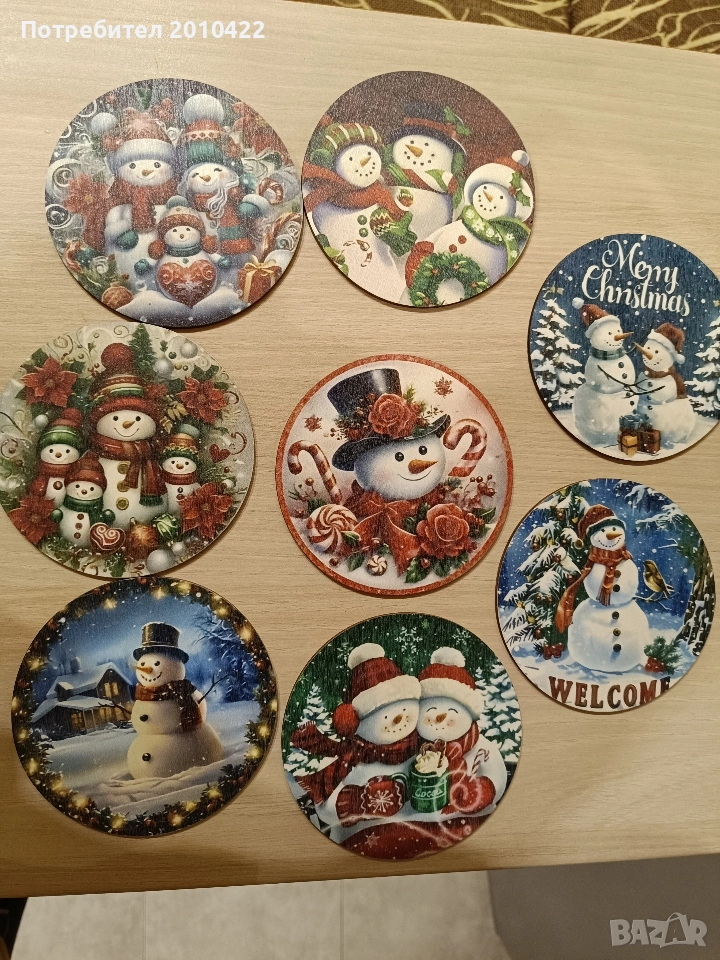 Коледни подложки за чаши, 8 броя. Нови, в опаковка. 8 лв., снимка 1