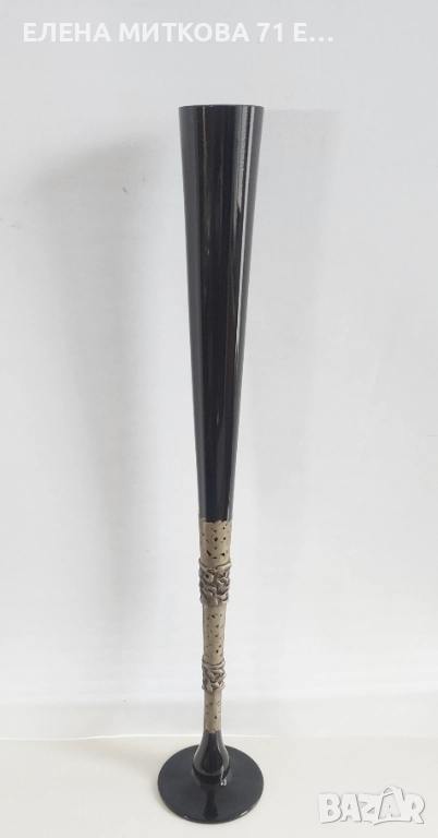 Уникална артистична много висока и елегантна ваза с метализирана декорация, снимка 1