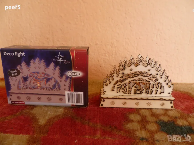 Декоративна нощна LED лампа от дърво , снимка 1