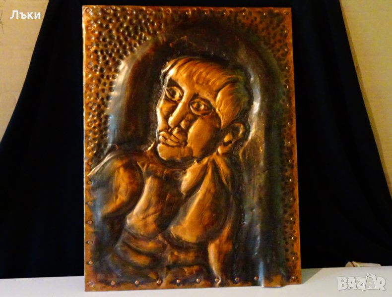 Кована медна картина 2 кг.,портрет,медно пано., снимка 1