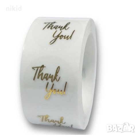 100 бр Thank You прозрачни златен надпис самозалепващи лепенки стикери за ръчна изработка за подарък, снимка 1