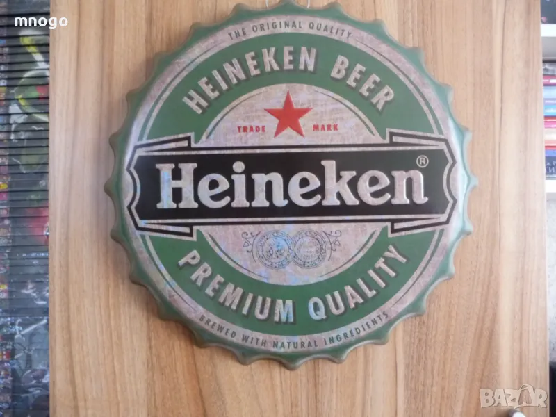 Метална Табела Heineken бира Хайнекен капачка бутилка голяма Премиум, снимка 1
