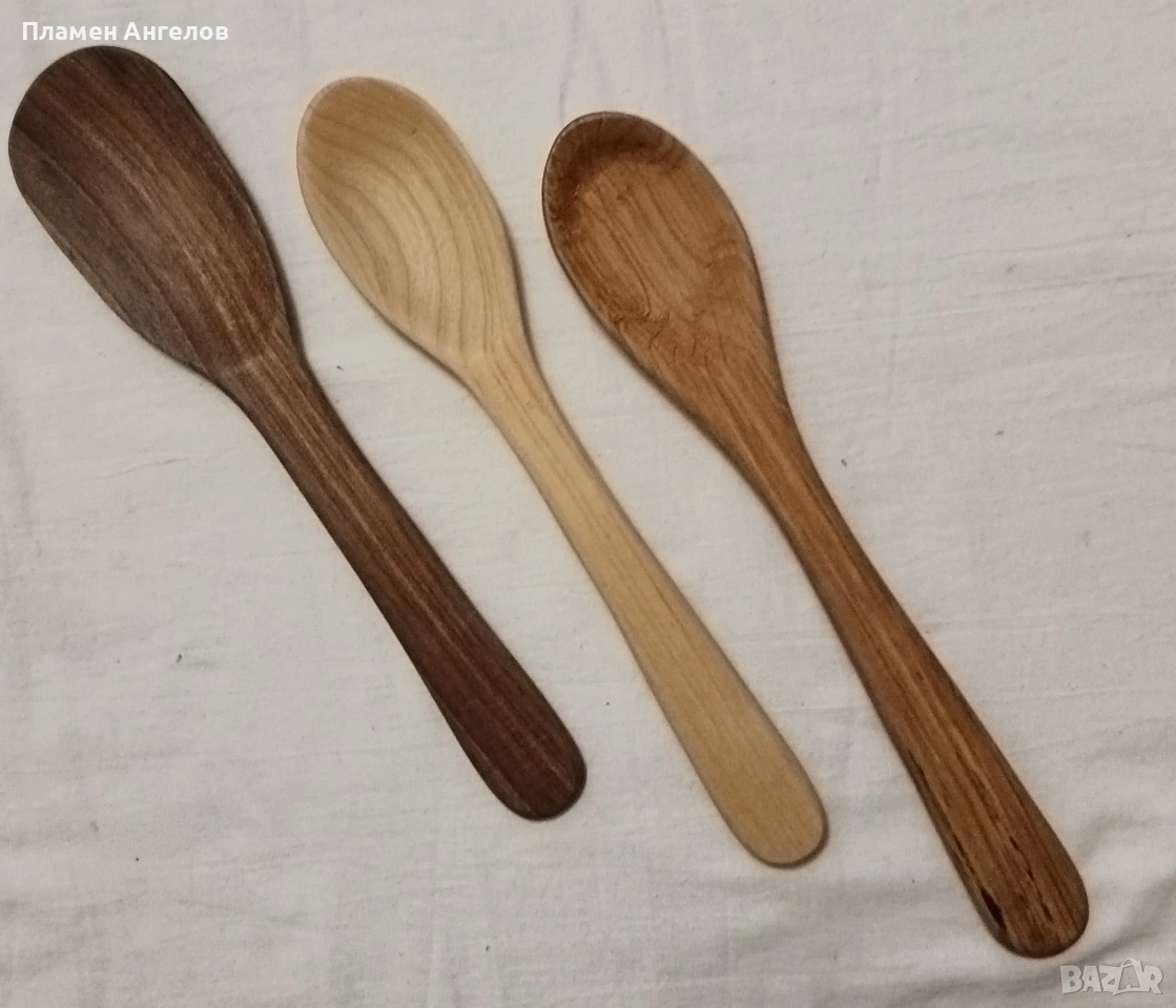Дървени издълбани бъркалки 3 броя. , снимка 1