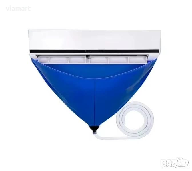 Калъф за почистване на климатик, 90 см, Водоустойчив PVC, За вътрешно тяло без демонтаж, Син, снимка 1