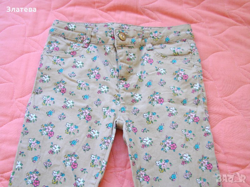 Панталон на цветя - тънки дънки, снимка 1