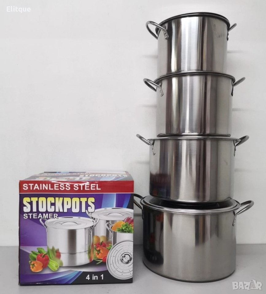 Тенджери от неръждаема стомана, 4 броя, снимка 1