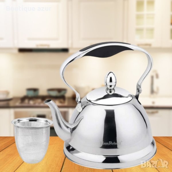 Луксозен чайник за чай с цедка, висококачесвен инокс, снимка 1