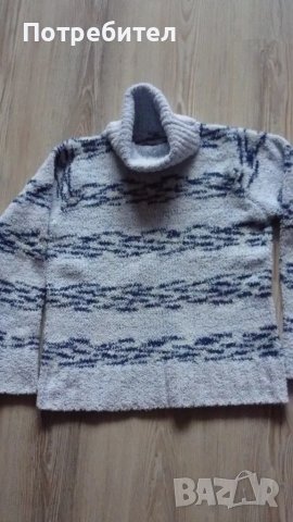 Зимен пуловер с поло яка С-М, снимка 1