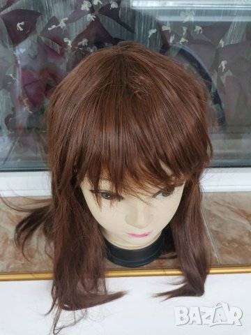 Нова средна дължина кестенява перука с бретон - 45 см. - мод.18, снимка 7 - Аксесоари за коса - 24152051