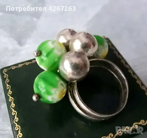 Сребърен пръстен с Millefiori, снимка 9 - Пръстени - 49302294