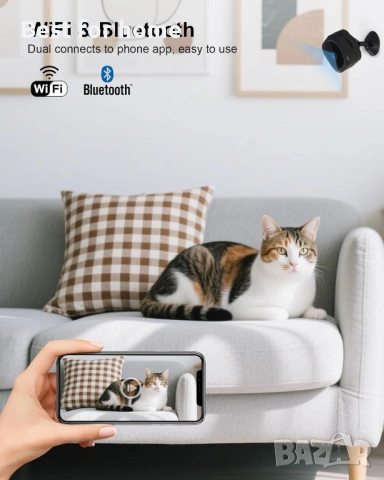 AOBOCAM A12 Мини WiFi Камера 1080P HD – Шпионска камера с Нощно виждане и Двойна връзка, снимка 6 - Други - 53212646