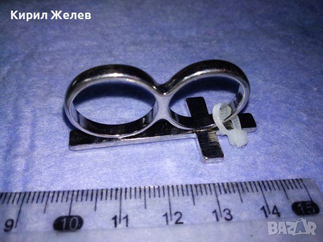 ПРЕКРАСЕН СРЕБРИСТ ДВОЕН ФЕШЪН АРТ ПРЪСТЕН с КРЪСТ с ИСКРЯЩИ ФАСЕТИРАНИ КРИСТАЛИ 37700, снимка 6 - Пръстени - 40684971