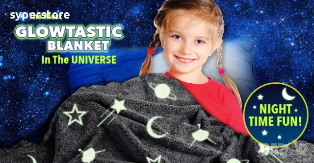 Одеяло светещо в тъмното Digital One SP01015, Плюшено,  120х150, меко, Светещо одеяло, детско одеяло, снимка 5 - Спално бельо и завивки - 49402841