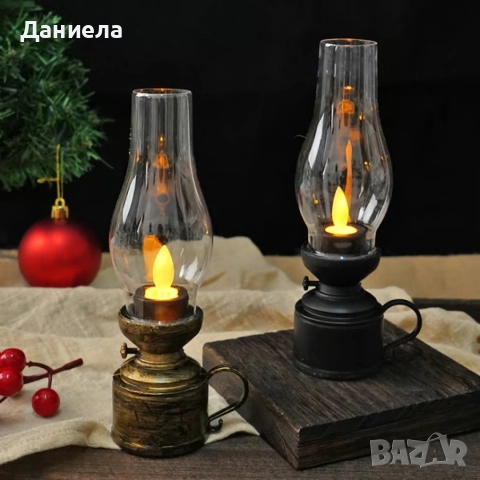 LED винтидж декоративна лампа с трептяща светлина, снимка 2 - Декорация за дома - 52812480