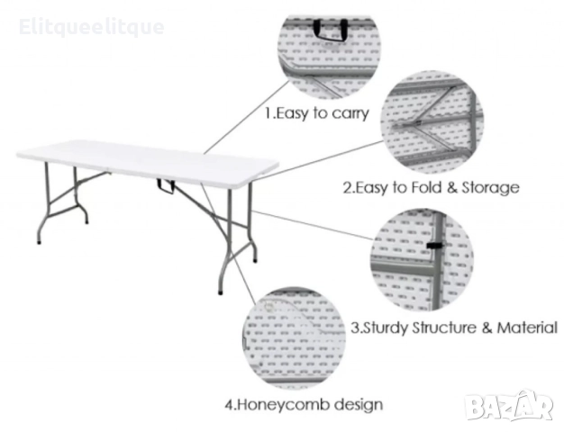 Голяма сгъваема маса, снимка 7 - Градински мебели, декорация  - 52276641