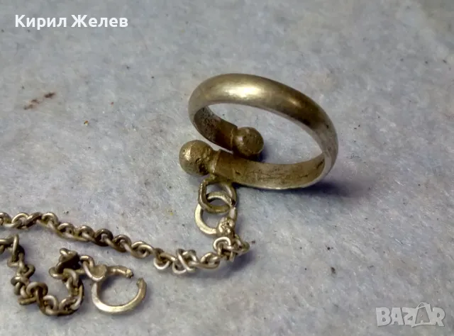 СТАРИНЕН РЯДЪК МОДЕЛ СРЕБЪРЕН ПРЪСТЕН със СРЕБЪРНА ВЕРИЖКА СРЕБРО 925 РЪЧНА АРТ ИЗРАБОТКА 11938, снимка 4 - Антикварни и старинни предмети - 49767876
