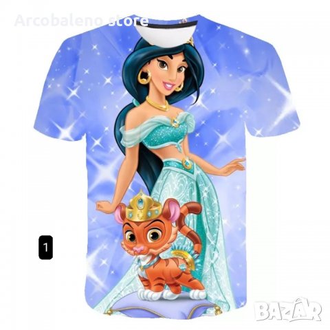 Супер модерна 3D тениска за момичета Jasmine Princess, 10цвята - 023, снимка 1
