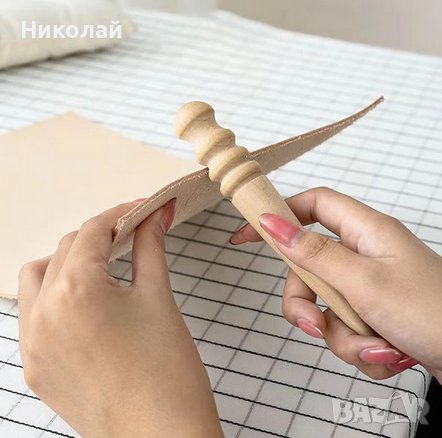 Дървен инструмент за полиране на ръбове на кожа заглаждане ръб кожа дървен конус сарашки инструмент, снимка 2 - Полирмашини - 43397872