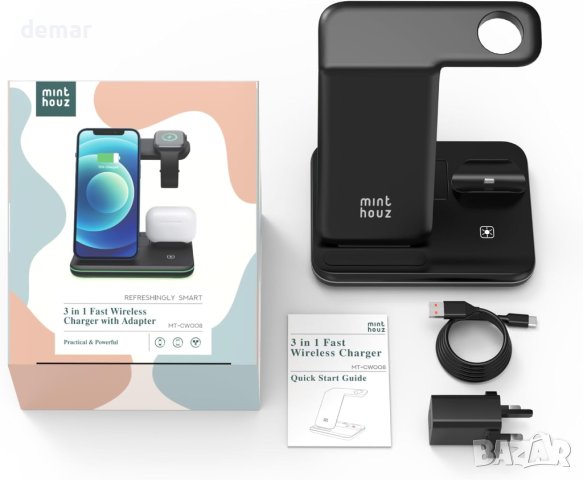 Безжично зарядно за iPhone Minthouz, 18W станция за бързо зареждане, снимка 9 - Безжични зарядни - 43216805