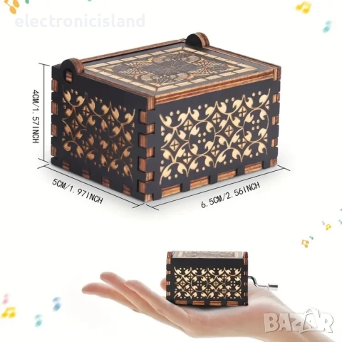 Ръчно задвижвана дървена музикална кутия с мотиви от Хари Потър, ретро дизайн, украса за дома, снимка 2 - Декорация за дома - 52837098