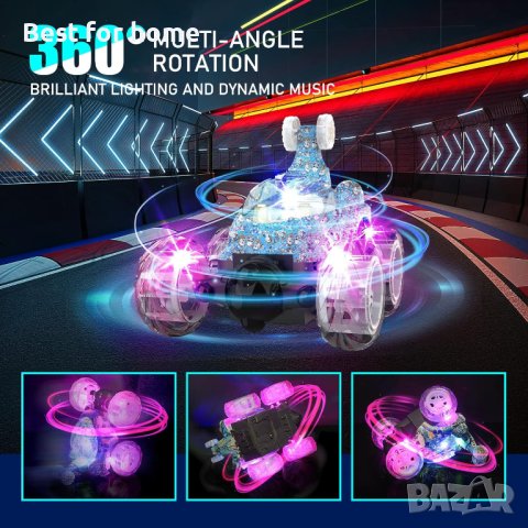 Акумулаторна кола с дистанционно управление  RC Stunt Car 360°Flips Rotation с LED светлина и музика, снимка 3 - Коли, камиони, мотори, писти - 43850055