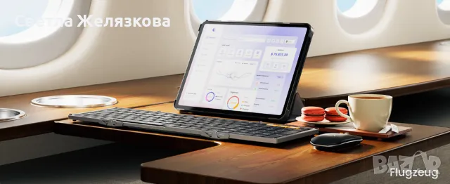 Сгъваема безжична клавиатура и мишка, QWERTZ, 2.4G, Bluetooth, Usb, снимка 5 - Клавиатури и мишки - 47764220