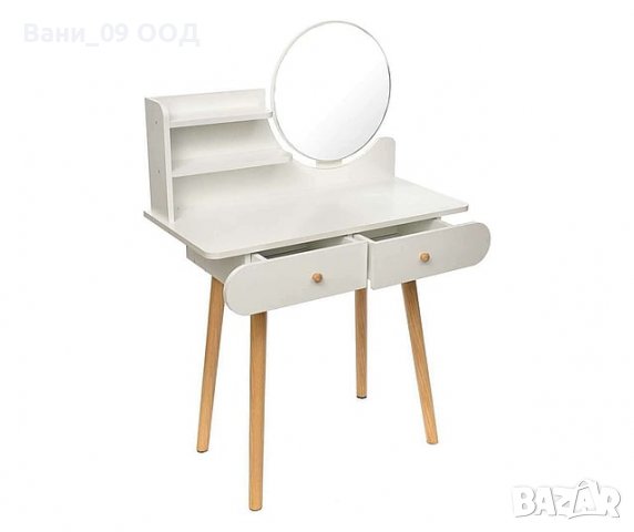 Приказна тоалетка в бял цвят, с кръгло огледало, снимка 7 - Тоалетки - 39494400