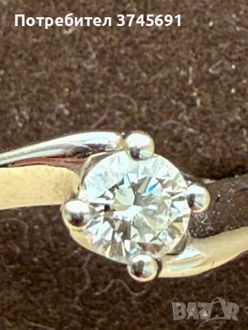 Съветски пръстен с естествен диамант и сертификат, снимка 2 - Пръстени - 50846310