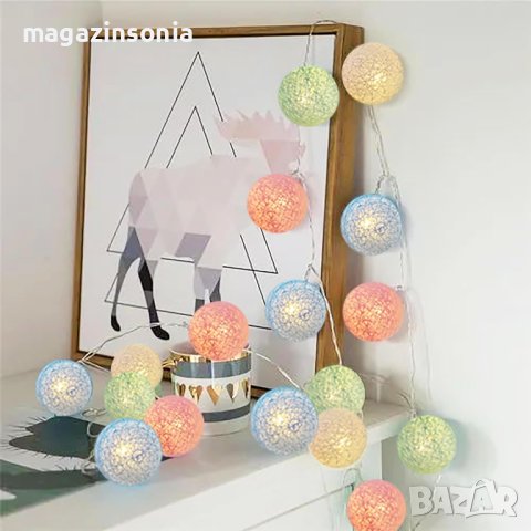 Гирлянд от 10 бр.светещи цветни топки за красива декорация/на батерии, снимка 5 - Декорация за дома - 43200092