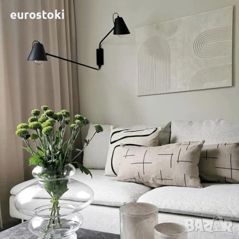 Qazqa - Стенна лампа с ретро дизайн, черна, 2 крушки, регулируема - Lune I, хол I, спалня - стоманен, снимка 4 - Лампи за стена - 52031311