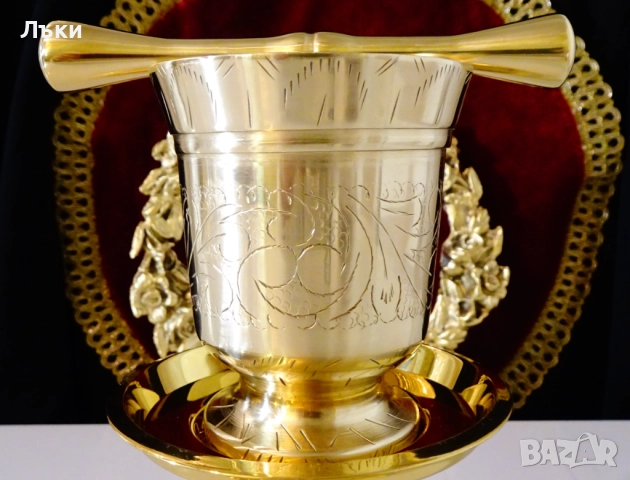 Бронзов хаван с чукало 620 гр.,гравиран,печат. , снимка 7 - Антикварни и старинни предмети - 52968125