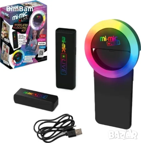 Безжичен микрофон Mi-Mic Live / 30 RGВ LЕD светлини