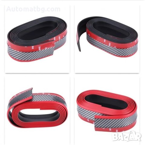 Лип спойлер за брони и прагове Automat, Универсален, 5см, Карбон с червен кант, снимка 3 - Аксесоари и консумативи - 43943784