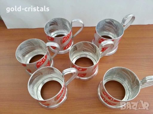 Руски стакани подстакани с емайл , снимка 3 - Антикварни и старинни предмети - 28838764