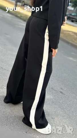 Дамски панталон с кант широк крачол , снимка 1