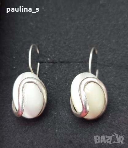 Два различни чифта / Винтидж / Сребърни обеци с бяло котешко око и лунен камък / проба 925 на СБХ, снимка 4 - Обеци - 32540701