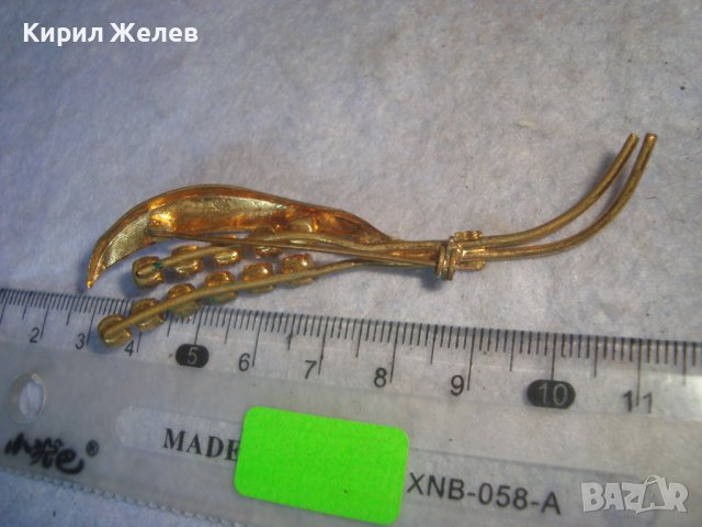 ИЗЯЩНА СТАРИННА ФЛОРАЛНА АР НУВО БРОШКА БРОНЗ с ПОЗЛАТА ЛАК и РОЗОВ ФАСЕТИРАН КВАРЦ КАМЪНИ 71151, снимка 5 - Антикварни и старинни предмети - 37756877